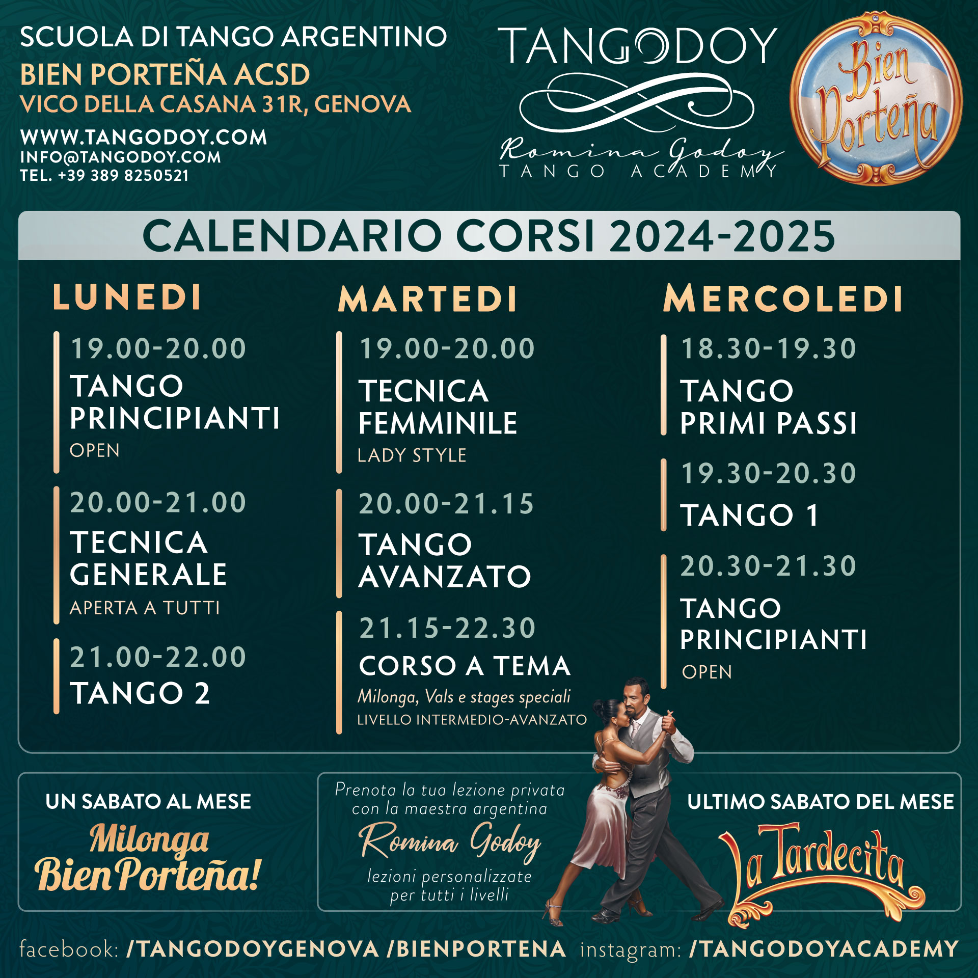 Programma corsi tangodoy tango argentino genova Romina Godoy 2024 2025