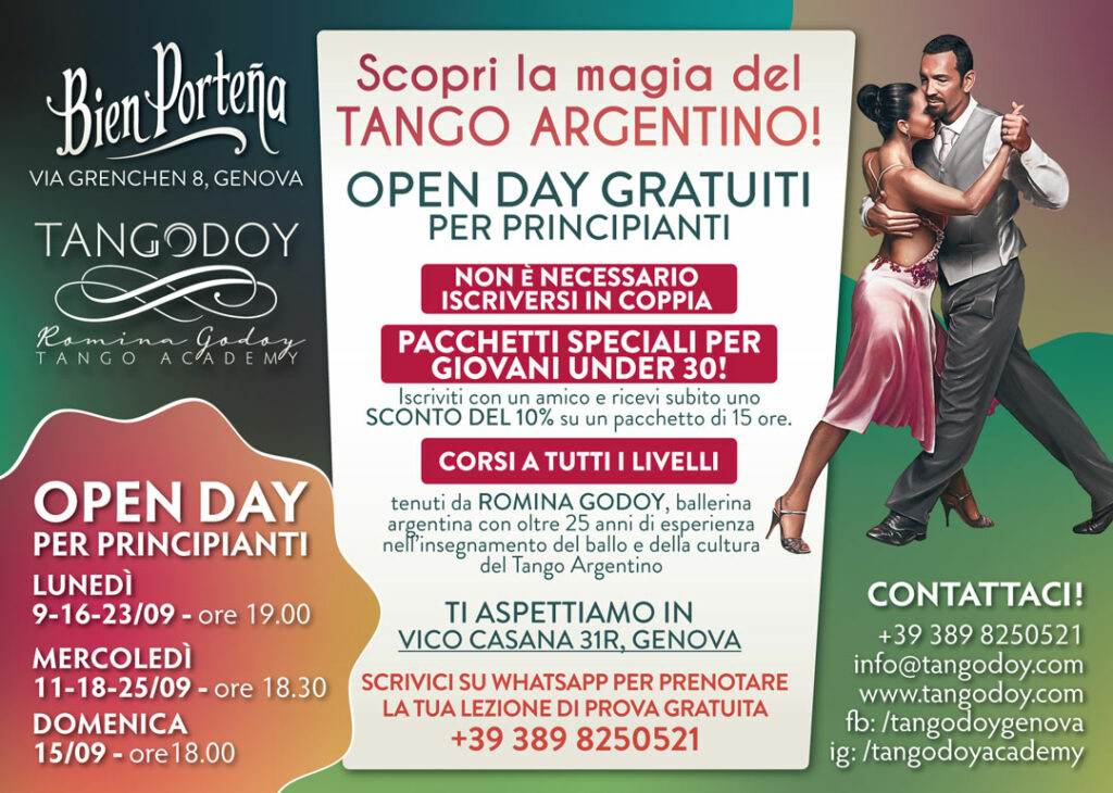 Corsi Tango argentino openday Genova 2024 2025 tangodoy Romina Godoy