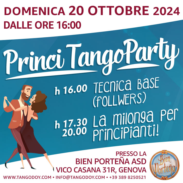 Principarty 20 ottobre 2024 Milonga Tango Principianti Genova